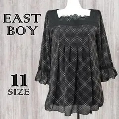 EAST BOY チェック柄チュニック ゆったり　体系カバー　スクエアネック11
