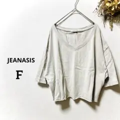 ジーナシス Vネック オーバーサイズ カットソーベージュ フリーサイズ