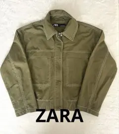 【美品】ZARA ジャケット　アーミー　カーキ 海外　アメカジ　古着