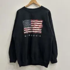 【R528】 PUMA 前Vスウェット トレーナー サイズXL ブラック 黒