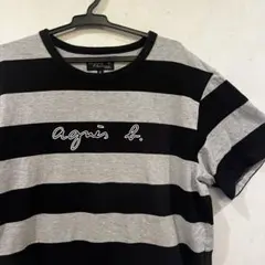 【早い者勝ち‼️】agnis b. ストライプ 半袖Tシャツ グレー/ブラック