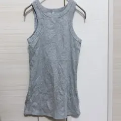 美品✨レディース グレー リブ タンクトップ S ノースリーブ