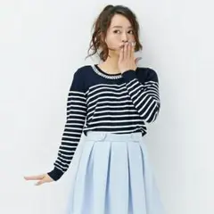 INGNI✭*.+゜パネルボーダービジュー付きニット ブラック