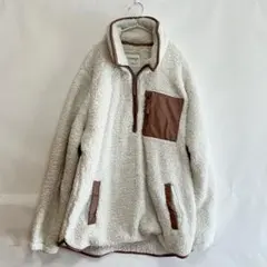 希少XL！アバクロ 極暖ボア フリースジャケット レザー切替 プルオーバー 古着