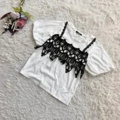 『Sureve』　ビスチェTシャツ　半袖　レース　パフスリーブ　アベイル　Mのサムネイル