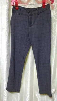 パンツ　グレーチェック柄