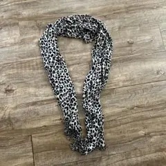 AZUL スカル ヒョウ柄ストール フリンジ付き