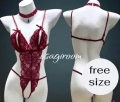 【値下げ中】セクシーランジェリー　オープンクロッチ　レース　レッド 赤のサムネイル