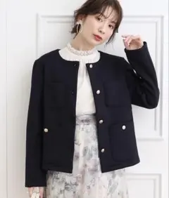 couture brooch ノーカラー金釦ツイルダンボールジャケット