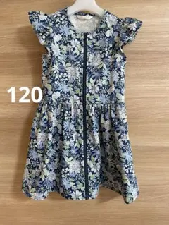 【120】バレエ　ジップアップ　ファスナー　ワンピース　花柄のサムネイル