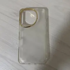 iPhone16proクリアTPUソフトケース 金色リング付き