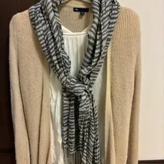 【美品】ゼブラ柄 ロングストール モノトーン グレー 薄手 柔らか素材