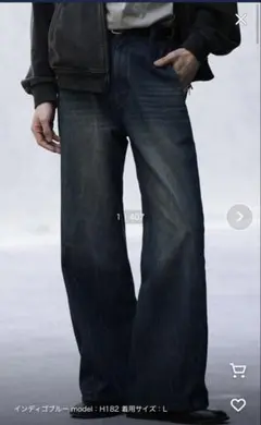 Wym/ CURVED FLARE DENIM SLACKS