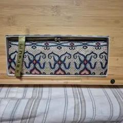 刺繍入り長がま口財布 獅子飾り付き