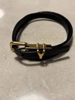 YSLサンローラン 黒レザーダブルラップブレスレット 程度良好