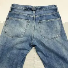 ウエスト約39cm ボタンフライ デニムパンツ ジーンズ シンチバック ダメージ