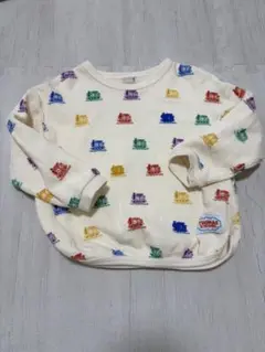 【プティマイン】　きかんしゃトーマス　ワッフル総柄長袖Tシャツ　100サイズ