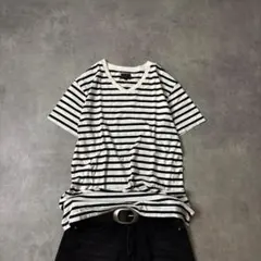 00s Y2K ボーダー VネックTシャツ グランジ c-boy EDWIN Lのサムネイル