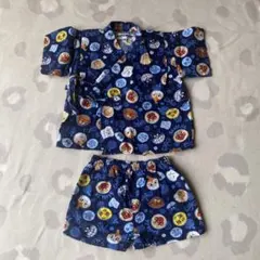 【即日発送】アンパンマン甚平　ベビー80サイズ　夏祭り　青×紺　セットアップ