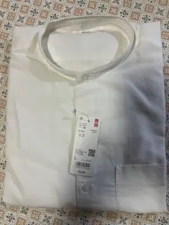 【UNIQLO】コットンリネンスタンドカラーシャツ MEN L 白