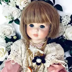 ビスクドール SFBJ ジュモー フィリス作品 ホワイト ピンク ドレス カメオ