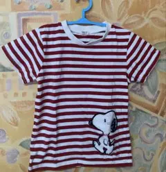 値下げしました PEANUTS スヌーピー 赤白ストライプ Tシャツ 100cm