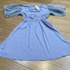 薄紫のチェック柄半袖ワンピース新品！150センチ
