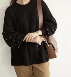 【SLOBE IENA】パール付き柄編みプルオーバー