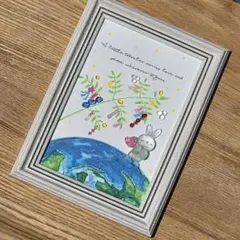 七夕　星に願うウサギちゃん　シーグラスアート