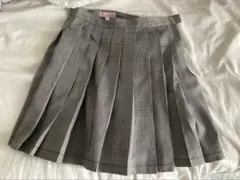 美品　グレー チェック柄 プリーツスカート