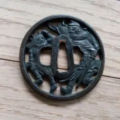 S1.時計透し鍔 鉄地 丸形の大鐔 尾張 現代物？ 時計鐔 - メルカリ