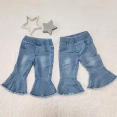 2点セット 74 ライトブルー フレアパンツ 80cm