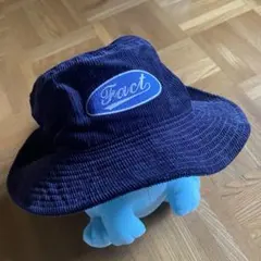 fact 刺繍ワッパン コーデュロイ 紺バケットハット L-XL