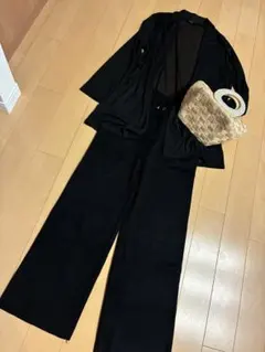 撮影用一度のみ新品同様　ニットパンツ ブラック ワイドパンツ