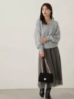 プロポーションボディドレッシング ニット×チュールスカートセットアップ　S