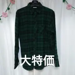 【期間限定出品】ジーユー　グリーン系チェック XL 長袖ネルシャツ