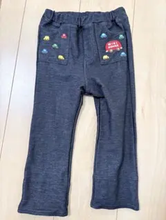 ミキハウス パンツ 90 男の子 車 刺繍 折り返し デニム風