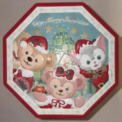 ダッフィー クリスマス お菓子缶 八角形 小物入れ ディズニーシー