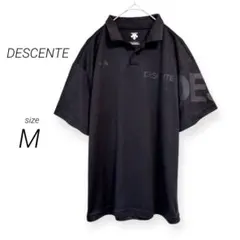 極美品✨デサントDESCENTE（M）ポロシャツ ブラック 黒 ロゴプリント