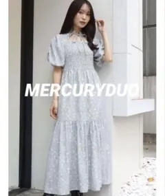 MERCURYDUO 2way パフスリーブ シャーリング　ロングワンピース　M
