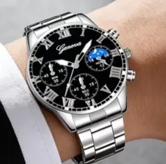 現品限り GENEVA 腕時計 クォーツ シルバー ブラック