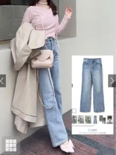 グレイル　GRL ワイドセミフレアデニムパンツ[cu136]