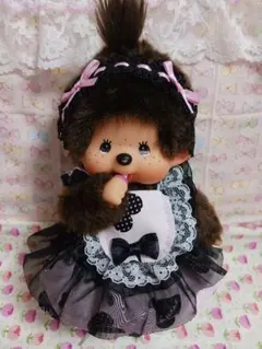 モンチッチ　Sサイズ　お洋服A-87　3点セット　黒　ぴんく　フリルのサムネイル