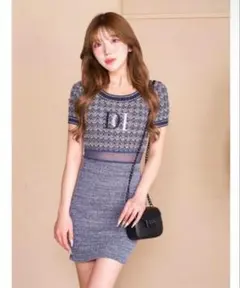 Darich ダーリッチ DDマリンボーダーニットミニワンピース