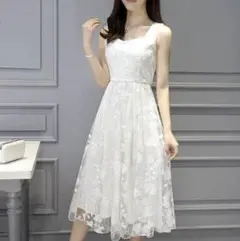 ddab 257 Lサイズ ワンピース レース 花柄　結婚式　パーティー