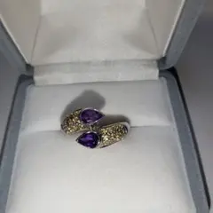 ゆ*ま様 【新品】アメジスト＆サファイヤ❣️925K14WG仕上げリング
