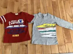 新幹線プリント 半袖Tシャツ 赤