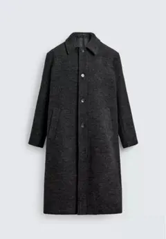 ZARA ウール混 ロングコート ステンカラー ダークグレー メンズのサムネイル