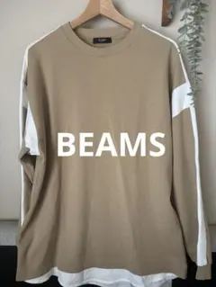 メンズBEAMS HEART ベージュ長袖カットソー