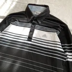 adidas GOLF ボーダー 長袖BDポロシャツ ストレッチ 状態良好